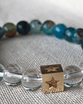 Pulsera Ágatas color Turquesa con Cuarzo Transparente con separador de estrella