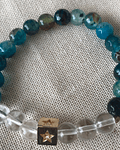 Pulsera Ágatas color Turquesa con Cuarzo Transparente con separador de estrella