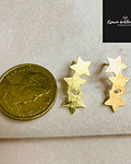 Aros tres estrellas enchape oro 