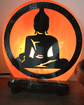 Lampara de Sal  Rosada del  Himalaya  con Diseño de Buda Meditando