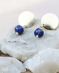 Aros con  de Lapiz Lazuli en base Redonda de baño oro