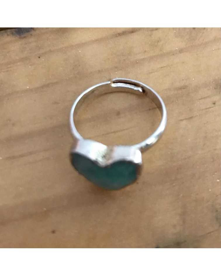 Anillo De Piedra En Amazonita Forma De Corazón