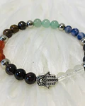 Pulsera 7 chakras con  separador de Mano de Fatima