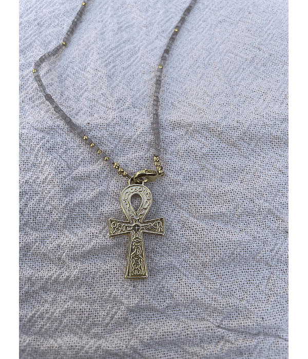 Collar mini de cuarzo humo dije de llave de Ankn