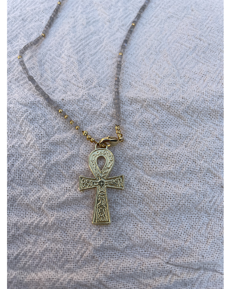 Collar mini de cuarzo humo dije de llave de Ankn