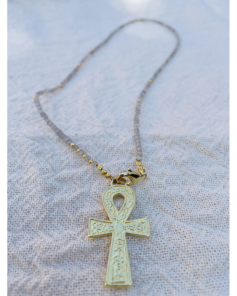 Collar mini de cuarzo humo dije de llave de Ankn