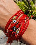 Pulsera Hilo Rojo con ojo turco, vibración en colores 