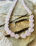 Collar Cuarzo Rosa con Corazones - Infinito Amor y Sanacion