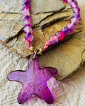 Collar Agatas Rosas con Dije estrella de Mar