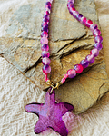 Collar Agatas Rosas con Dije estrella de Mar