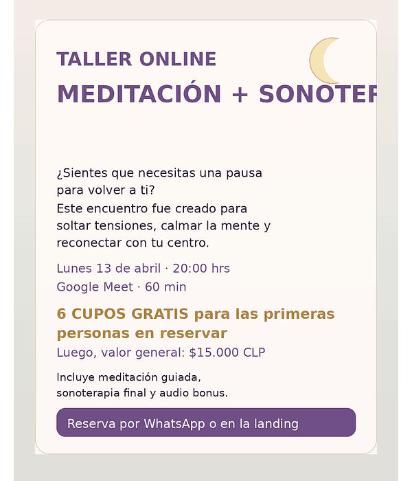 Taller Meditación y sonoterapia online