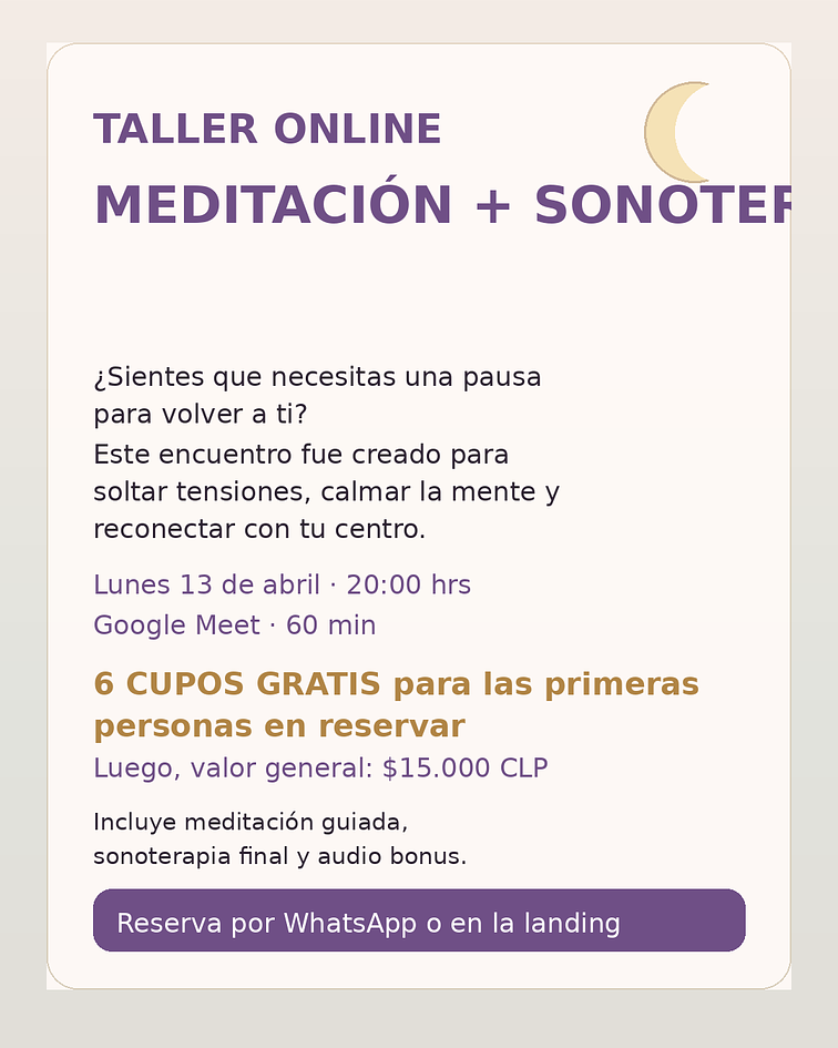 Taller Meditación y sonoterapia online