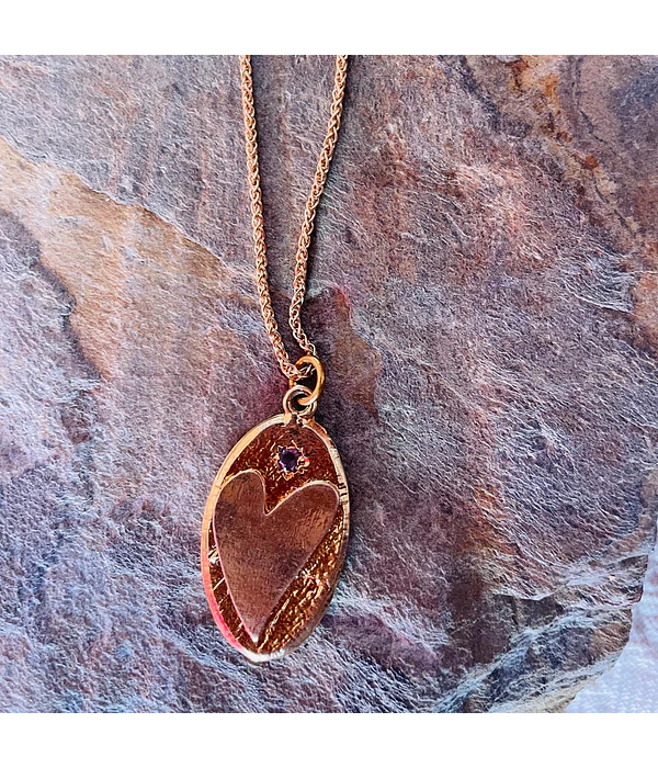 Cadena Corazon con un Circon blanco