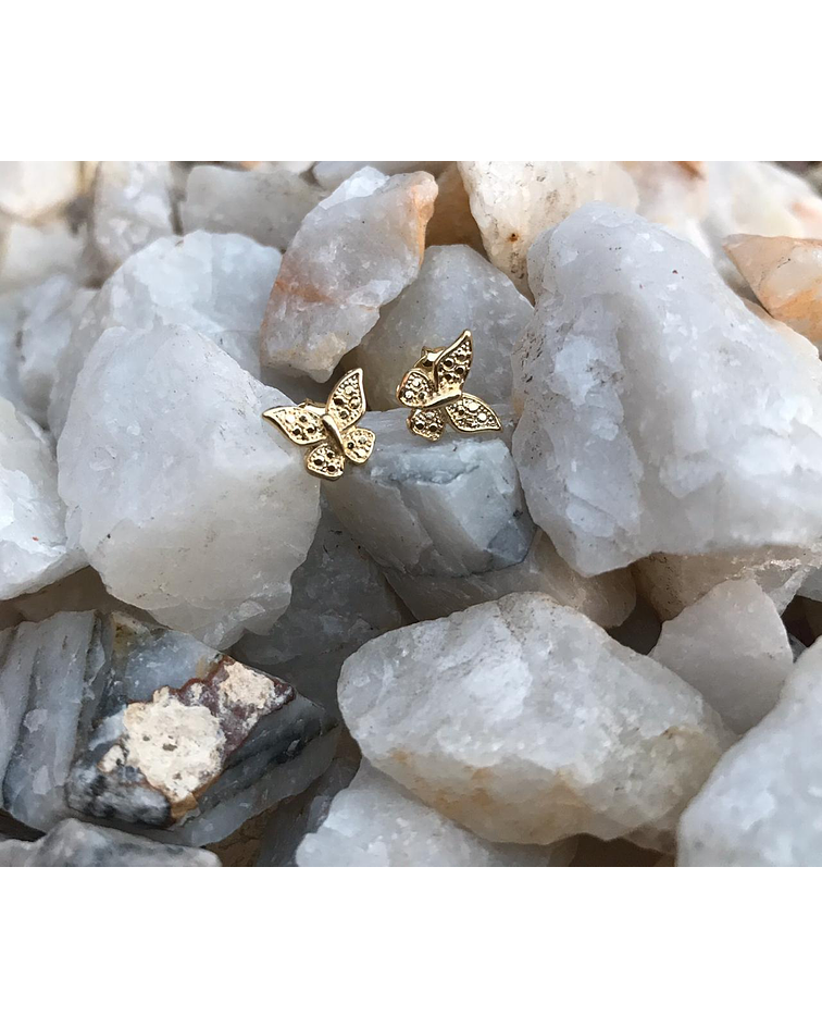 Aros Mini Mariposa bañados en oro