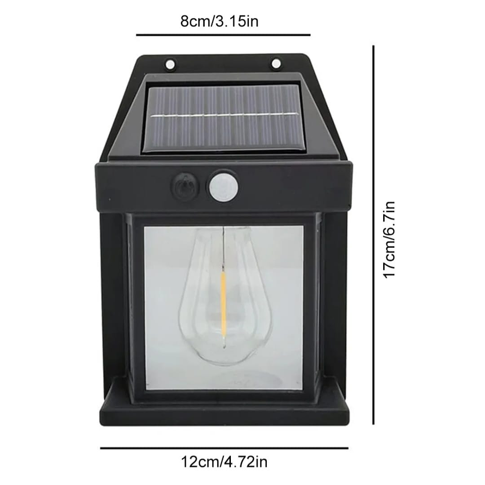 Aplique solar LED exterior pared con sensor movimiento 6W 600 lm luz cálida