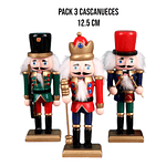 Pack 3 Cascanueces Madera Navidad 12.5 cm