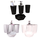 Set De Baño 4 pcs Dispensador Jabón + Vasos Recipientes