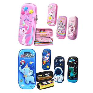 Estuche Infantil 3D Diversos Diseños 23 x 10 cm