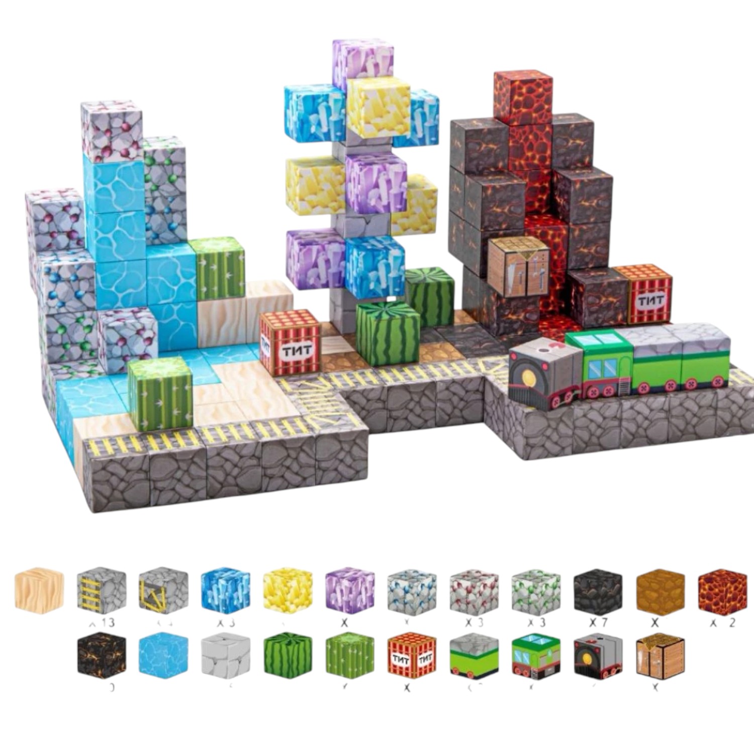 Bloques Magnéticos Cubo 125 Pcs Diseño Minecraft