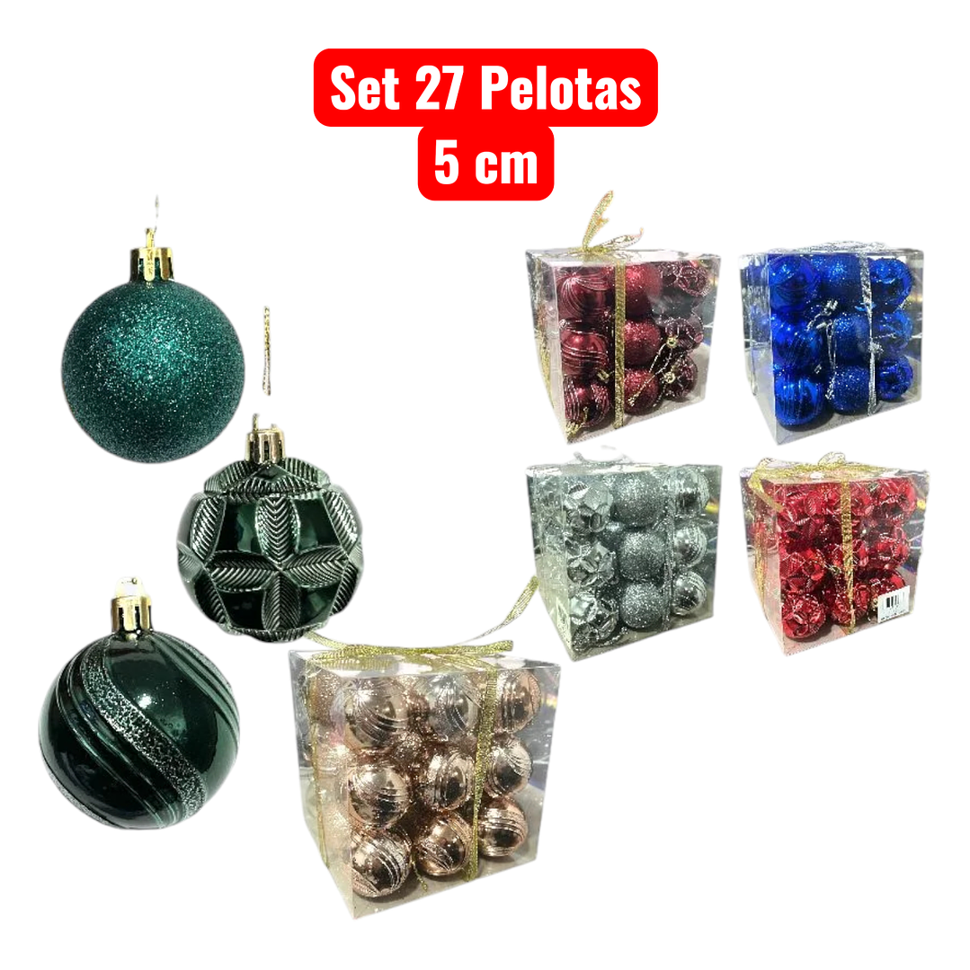 Set 27 Pelotas Navideñas Diseño 5 cm 1