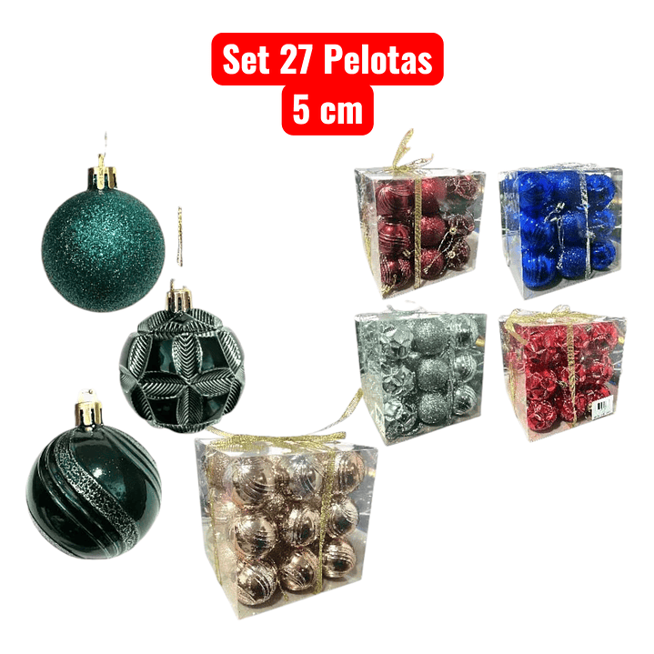 Set 27 Pelotas Navideñas Diseño 5 cm 1