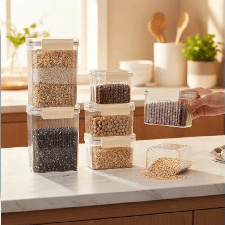 Set Organizador Acrílico 6 Pcs Con Tapa Pote   3