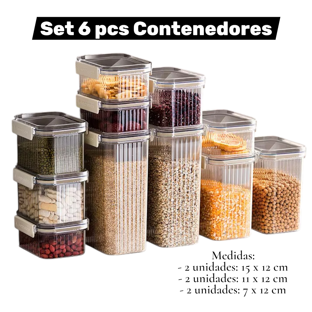 Set Organizador Acrílico 6 Pcs Con Tapa Pote   1