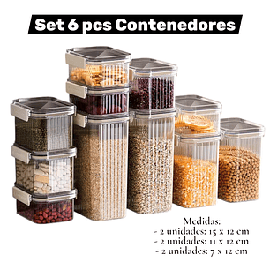 Set Organizador Acrílico 6 Pcs Con Tapa Pote  