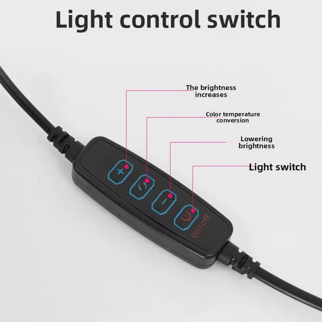 Aro Luz 26 cm 3 Niveles de Luz + Trípode Mesa + Soporte Celular 4