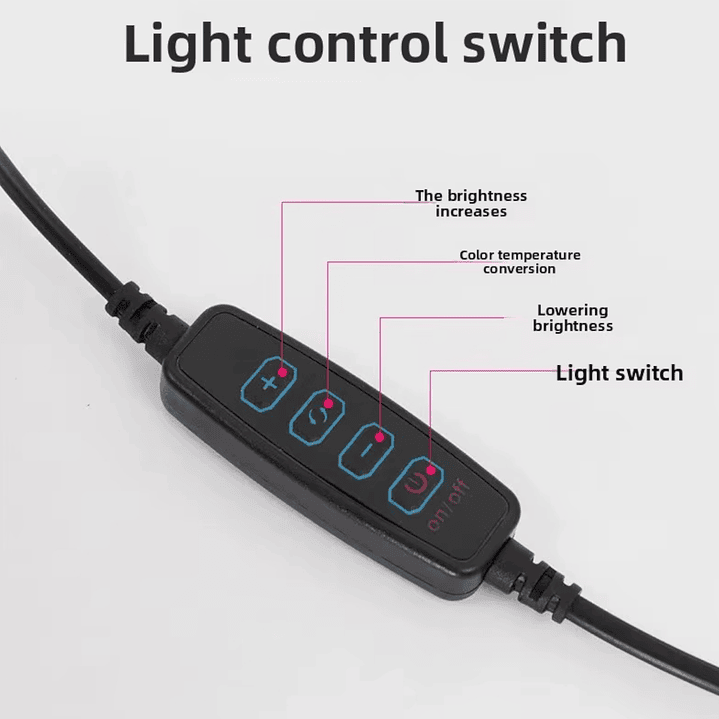 Aro Luz 26 cm 3 Niveles de Luz + Trípode Mesa + Soporte Celular 4