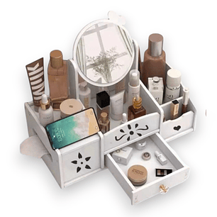 Organizador Joyero Con Espejo Diseño Moño Cosmetiquero Multiuso