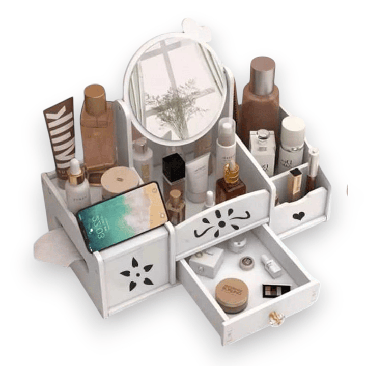 Organizador Joyero Con Espejo Diseño Moño Cosmetiquero Multiuso 1