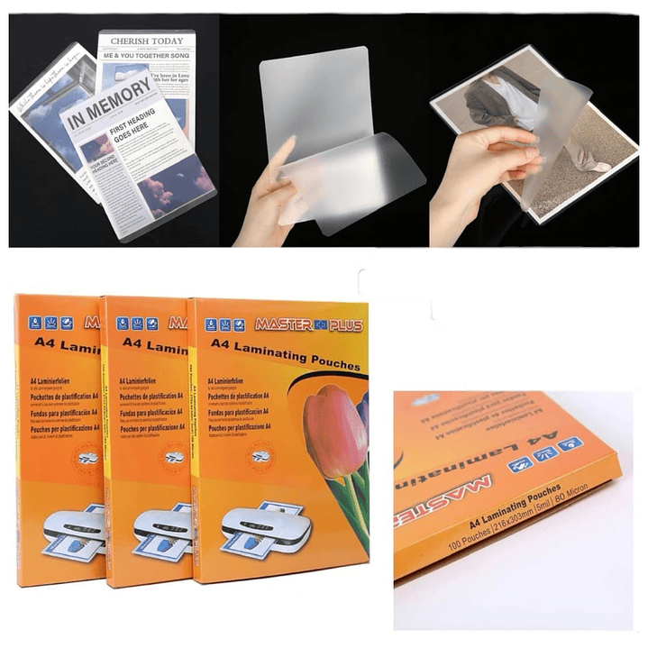 Laminas Para Termolaminadora A4 100 Pcs 21.6 x 30.3 cm 80 Micron 1