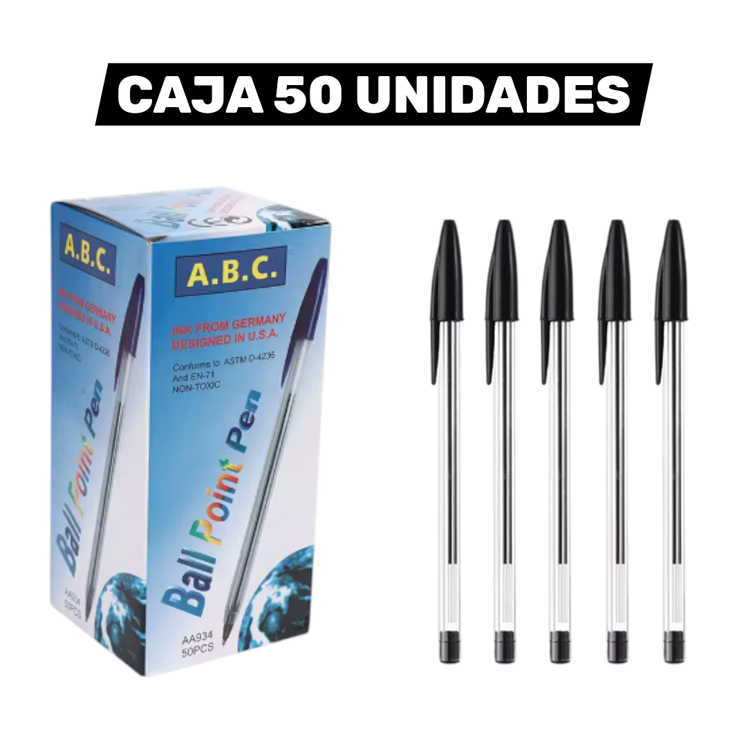 Pack 50 Lapiz Pasta Bolígrafo Negro 1