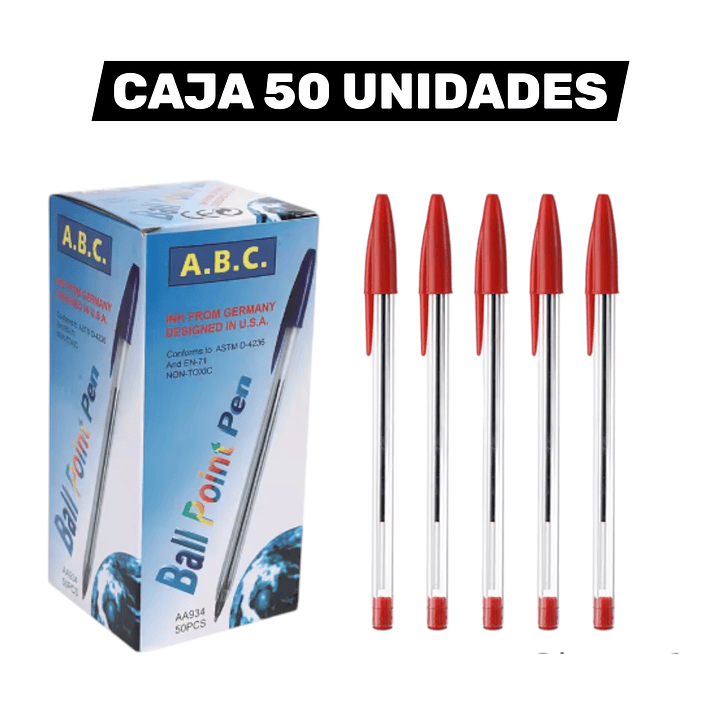 Pack 50 Lapiz Pasta Bolígrafo Rojo 1