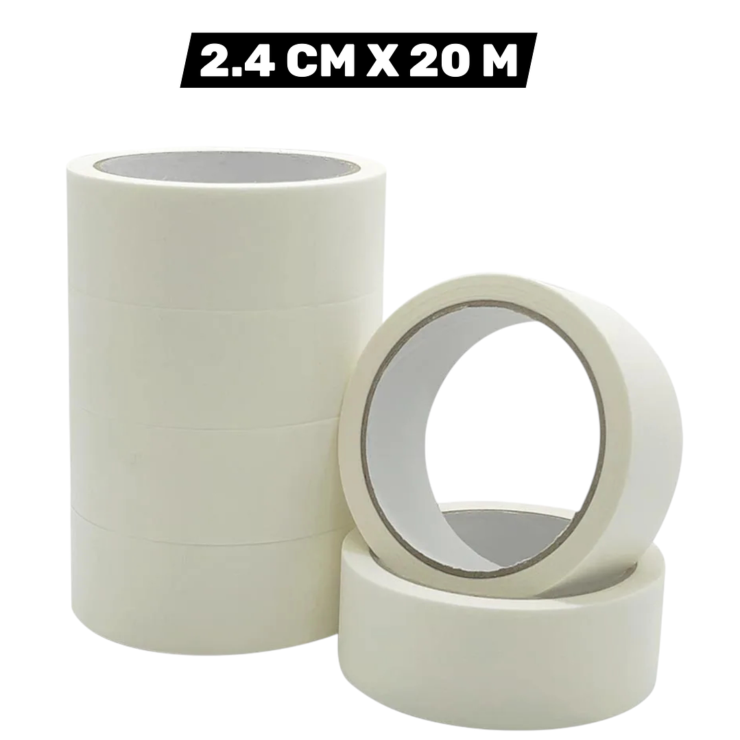Cinta Masking Blanca Papel 2.4 cm Ancho 20 m Largo 1