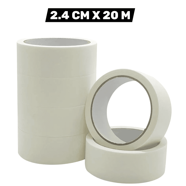 Cinta Masking Blanca Papel 2.4 cm Ancho 20 m Largo 1