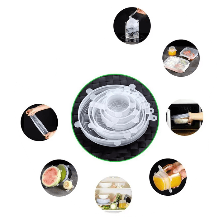 Set 6 Pcs Tapa Silicona Multiuso Adaptables 3