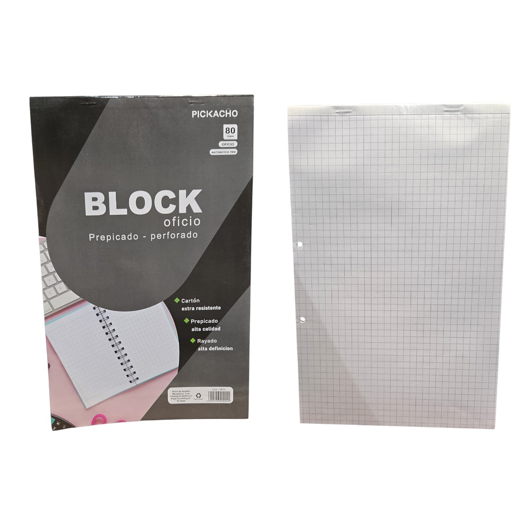 Block Oficio Prepicado Perforado 80 Hojas 7mm A4 1