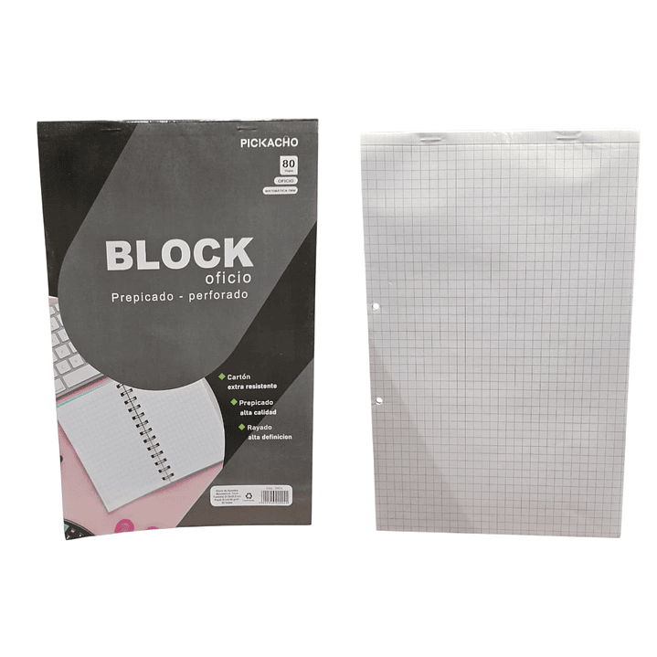 Block Oficio Prepicado Perforado 80 Hojas 7mm A4 1