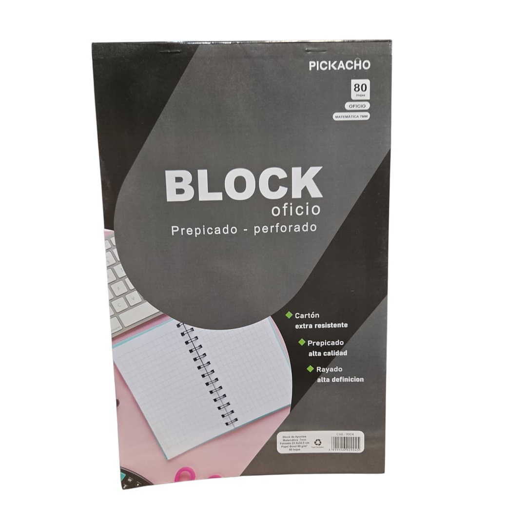 Block Oficio Prepicado Perforado 80 Hojas 7mm A4 2