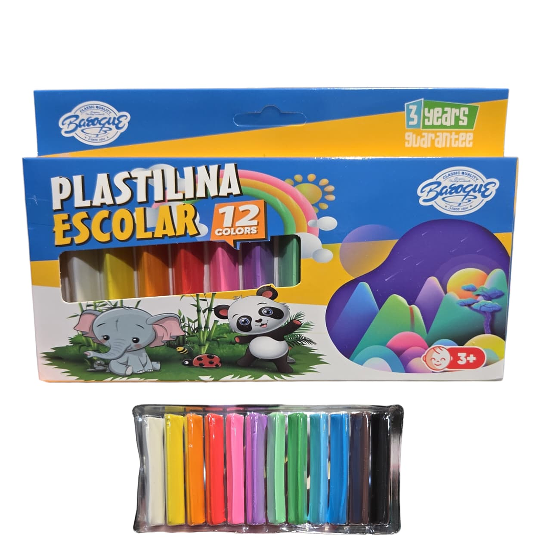 Plasticina Escolar 12 Pcs Colores 1