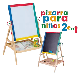 Pizarra Atril Para Niños 2 En 1 Doble Madera Para Tiza Y Plumón