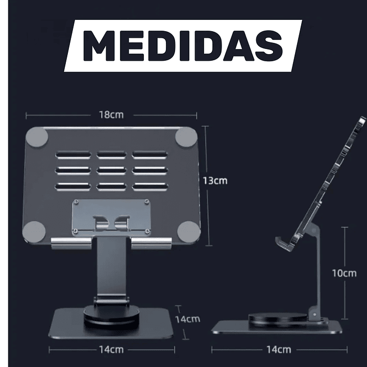 Soporte Tablet Giratorio 360° Metal Gris 4