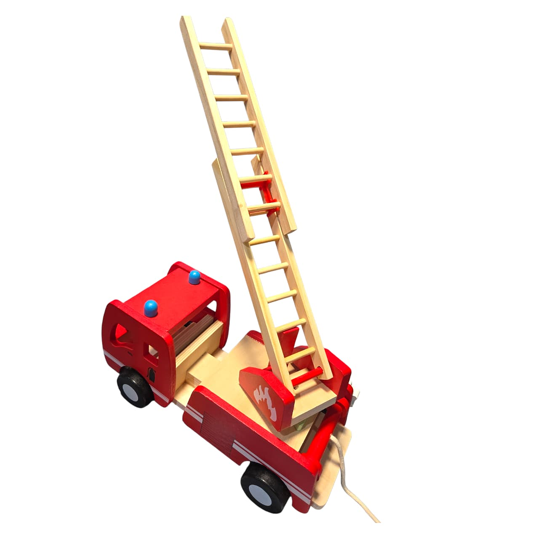 Camión De Bombero Madera Didactico 30 cm + Accesorios 6