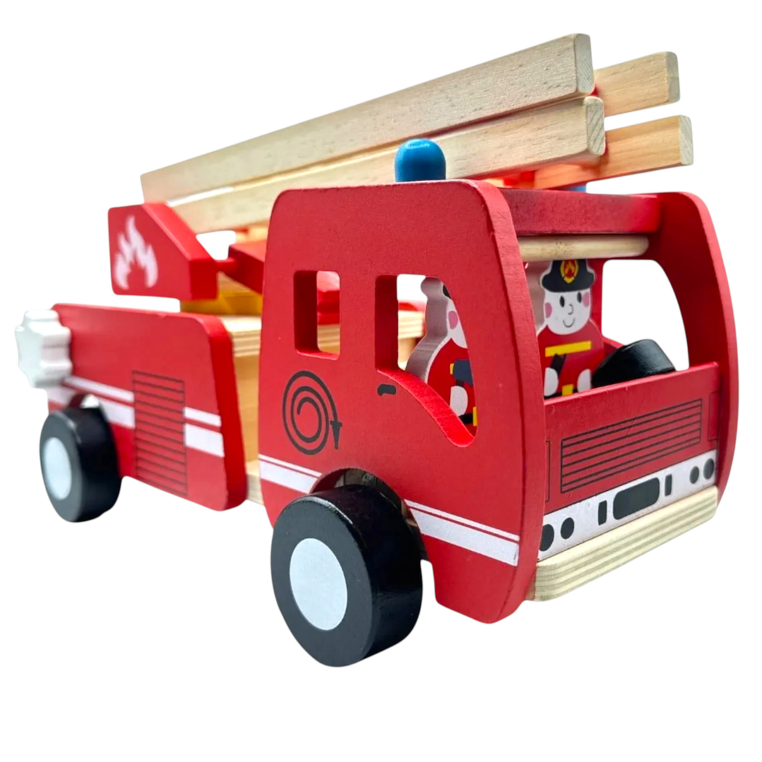 Camión De Bombero Madera Didactico 30 cm + Accesorios 3