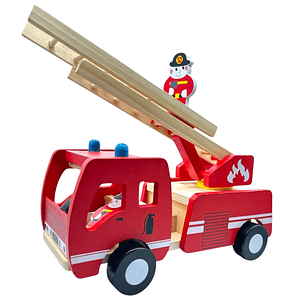 Camión De Bombero Madera Didactico 30 cm + Accesorios