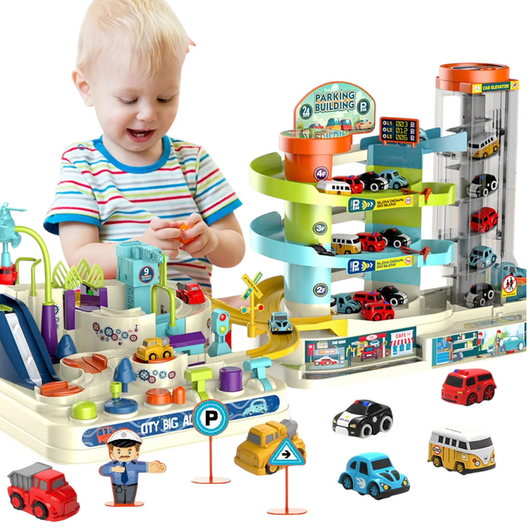 Pista De Autos Con Estacionamientos y Ascensor + Accesorios 1