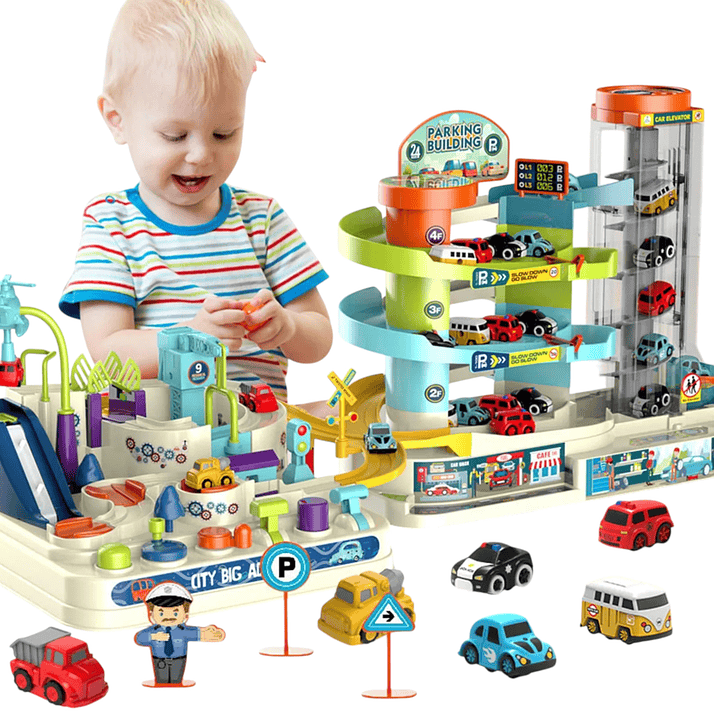 Pista De Autos Con Estacionamientos y Ascensor + Accesorios 1