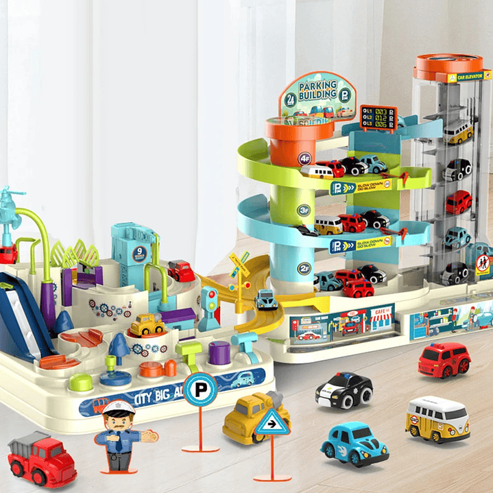 Pista De Autos Con Estacionamientos y Ascensor + Accesorios 7